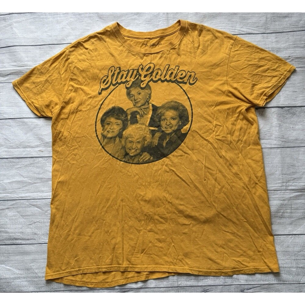 The Golden Girls “Stay Golden” Yellow Black Graphic T-Shirt Size XL Defects